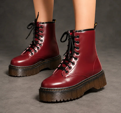 Boots Women - Platform Combat Boots with Lace-Up Front and Side Zip — photo 6