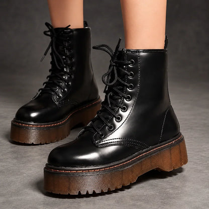 Boots Women - Platform Combat Boots with Lace-Up Front and Side Zip — photo 7
