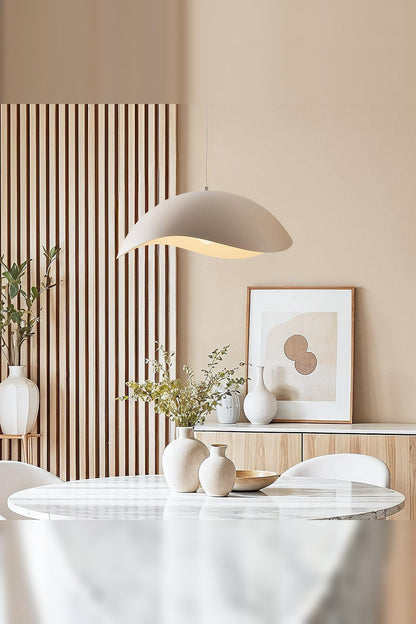 Wave Pendant Light – Organic Metal Shade, Sand Taupe, Adjustable Cord — photo 1