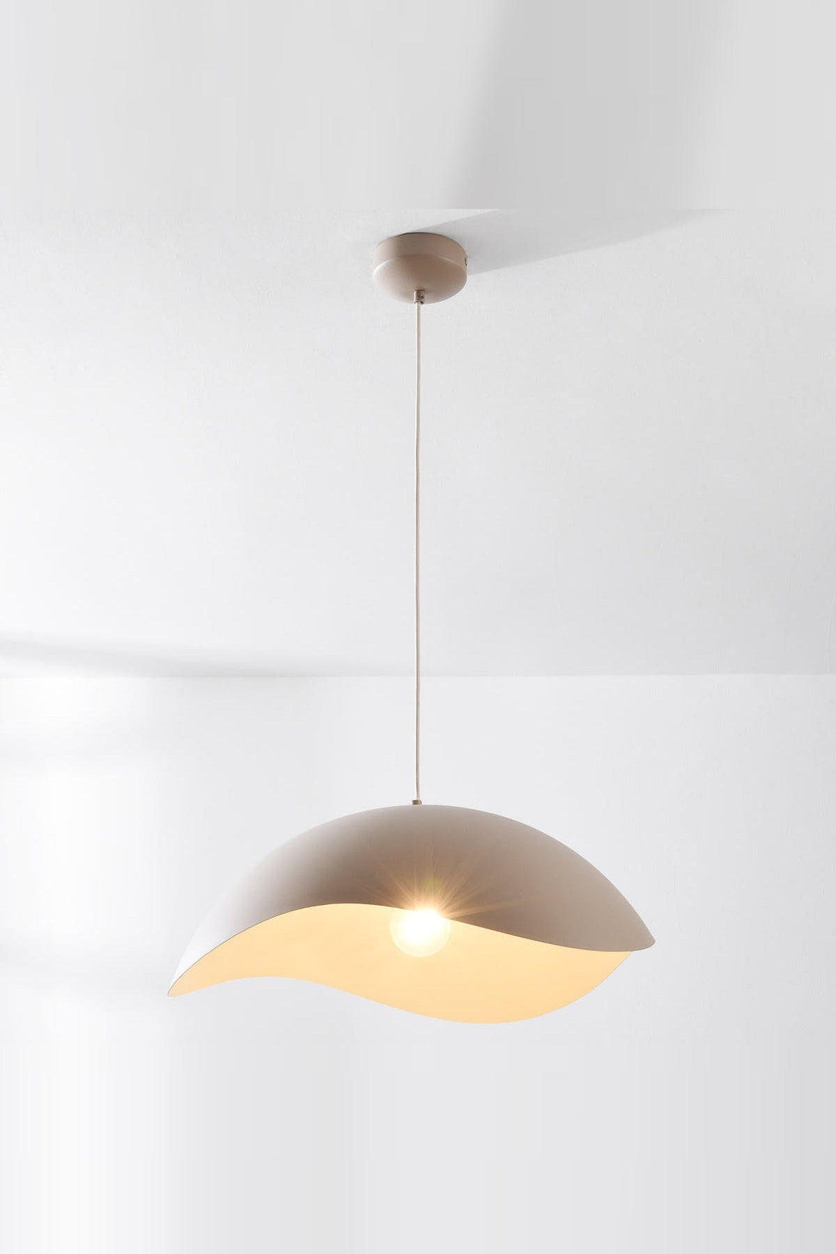 Wave Pendant Light – Organic Metal Shade, Sand Taupe, Adjustable Cord — photo 2