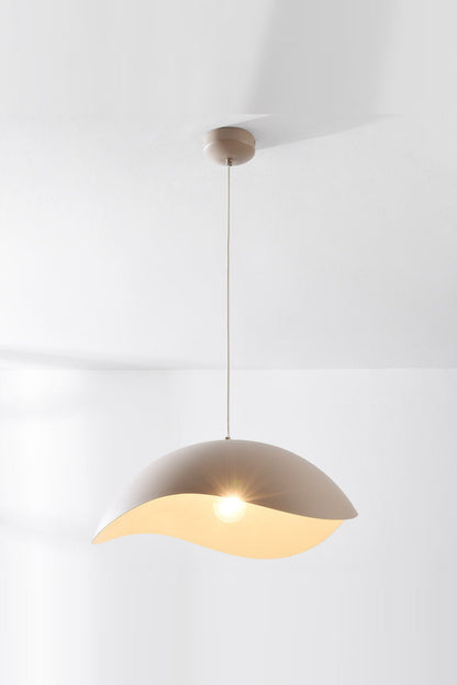 Wave Pendant Light – Organic Metal Shade, Sand Taupe, Adjustable Cord — photo 2