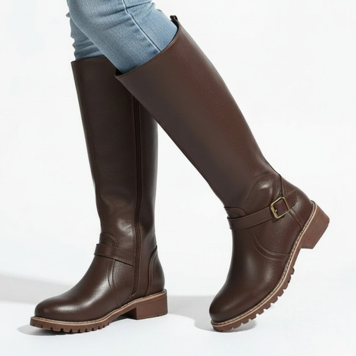 Camila – Women's Leather Knee-High Buckle Boots — photo 5