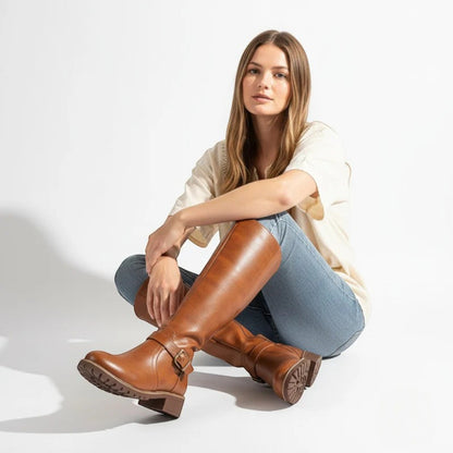 Camila – Women's Leather Knee-High Buckle Boots — photo 2