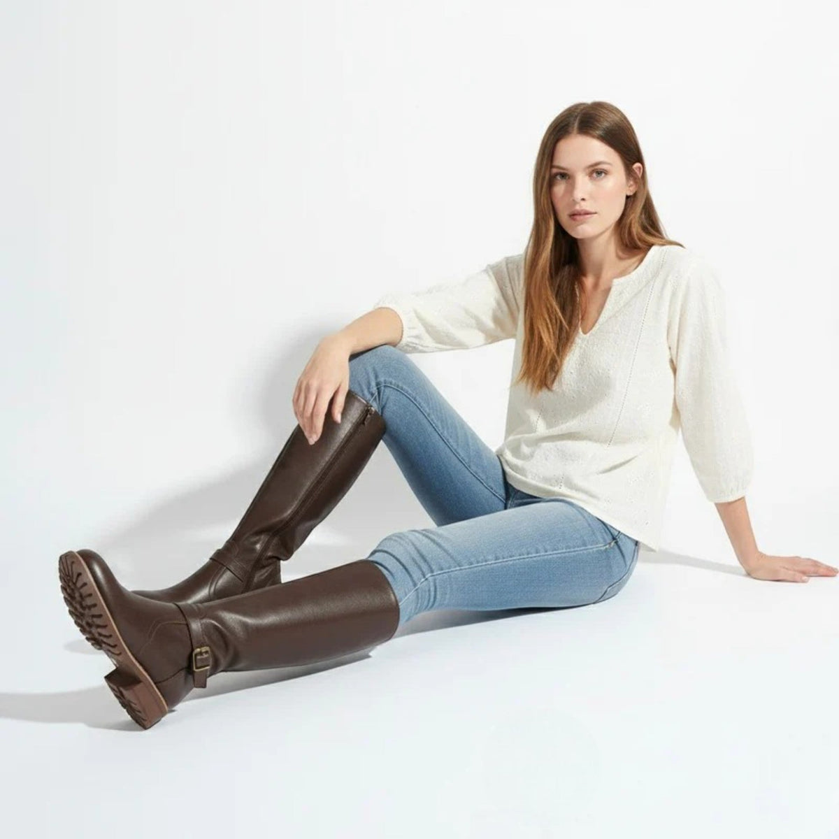Camila – Women's Leather Knee-High Buckle Boots — photo 6