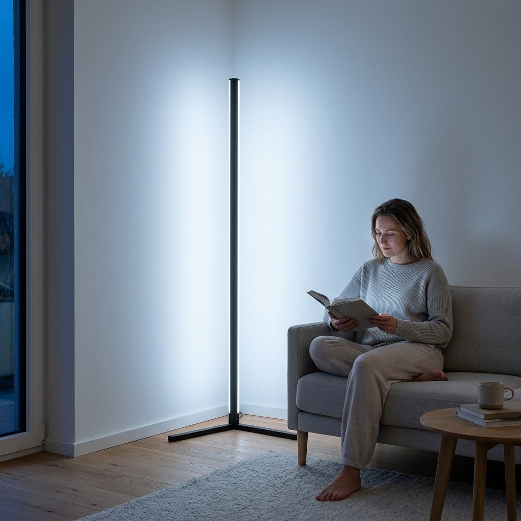 142 cm LED Corner Floor Lamp, Dimmable, 3 Light Colours, with Remote Control — photo 3