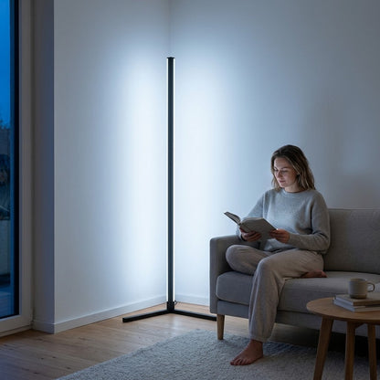 142 cm LED Corner Floor Lamp, Dimmable, 3 Light Colours, with Remote Control — photo 3