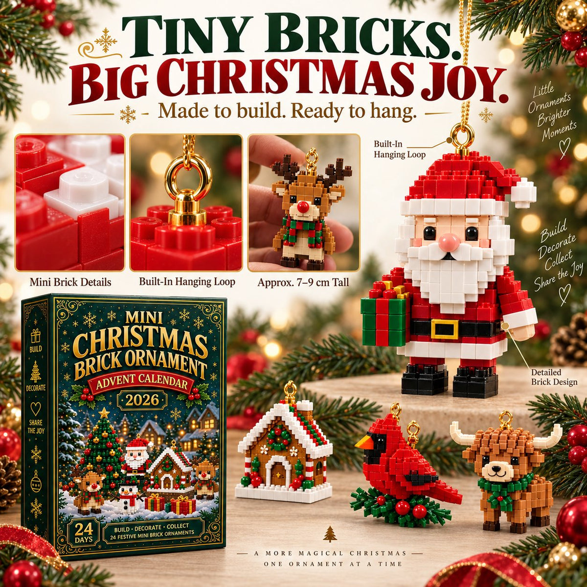 Mini Brick Advent Calendar with 24 Christmas Building Sets to Build & Hang — photo 15