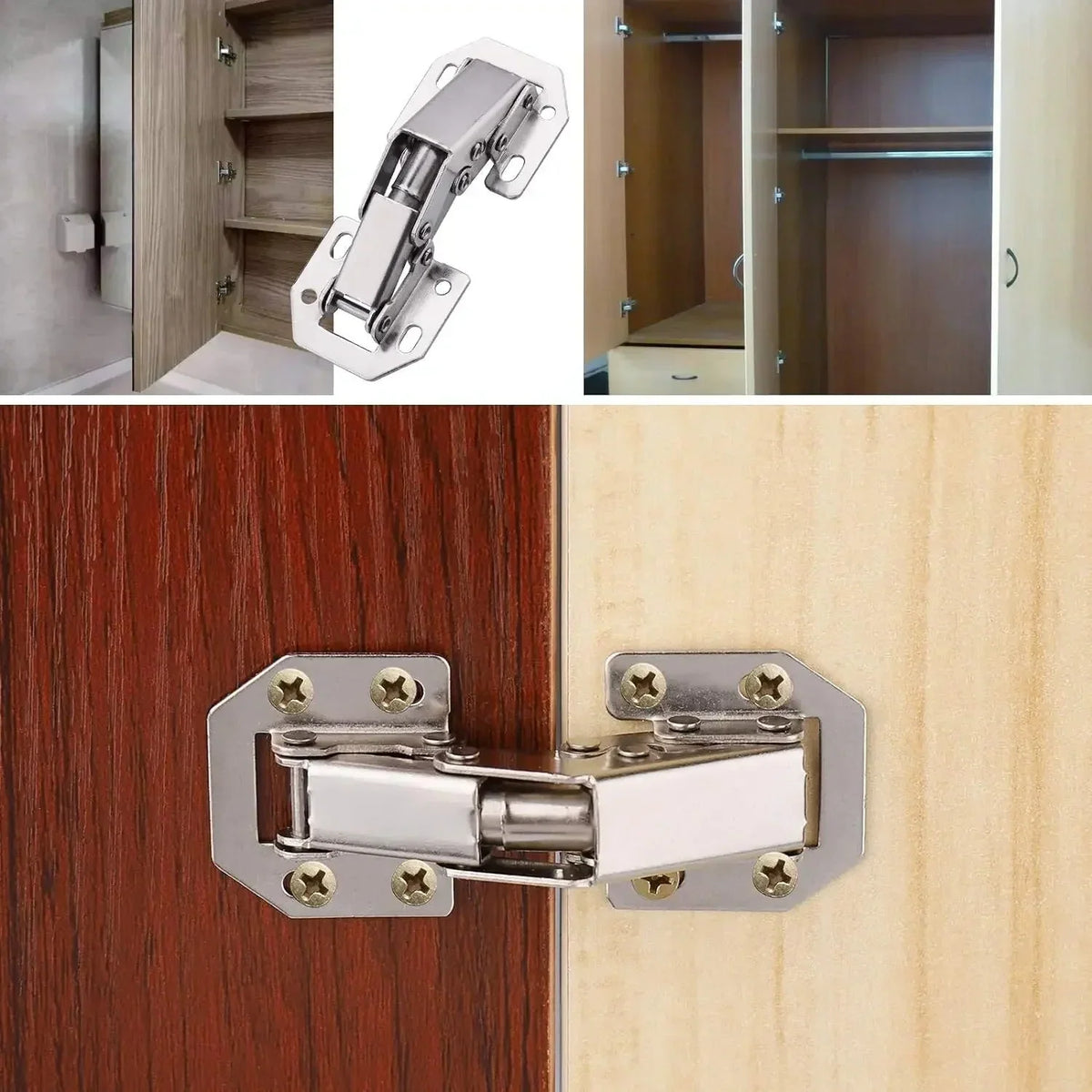 Cabinet Hinges | Hydraulic Soft-Close & Nickel-Plated Steel For Frameless Doors | Pack of 10 — photo 3