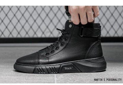 Black Casual Versatile Men's Leather Ankle Boots — photo 4