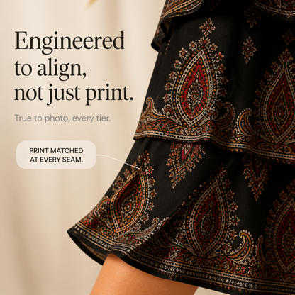 Nordspur | Tiered Paisley Print Split-Sleeve Midi Dress — photo 21