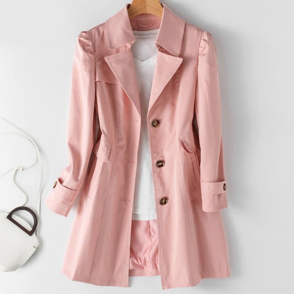 Fitted Single-Breasted Midi Trench Coat with Puff Sleeves — photo 4