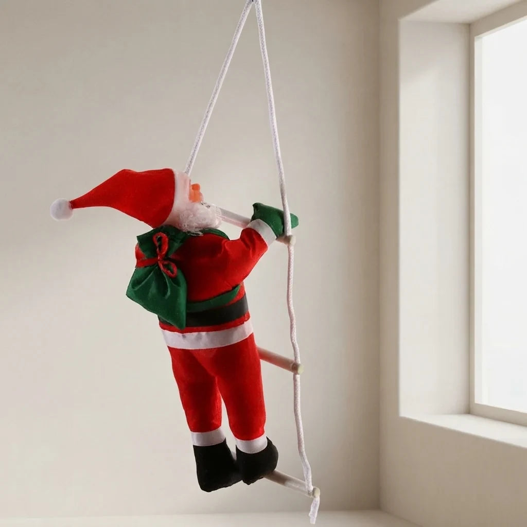 Christmas Decoration Climbing Santa with Rope Ladder and Fabric Suit for Indoor Holiday Decor — photo 1