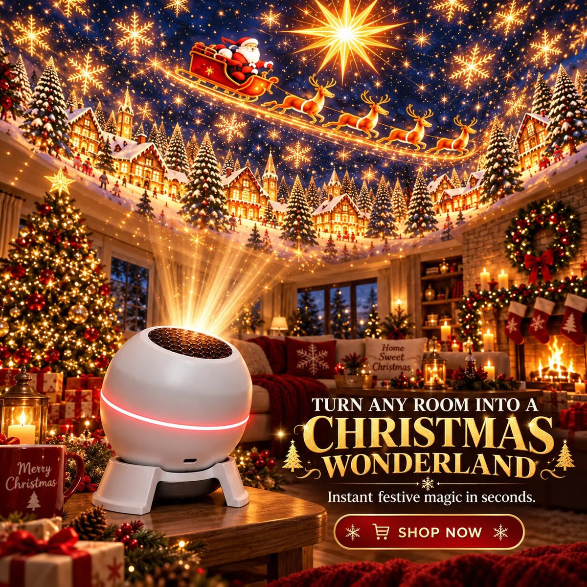 Christmas Projector – Moving Patterns, Compact Design, USB Powered — photo 3