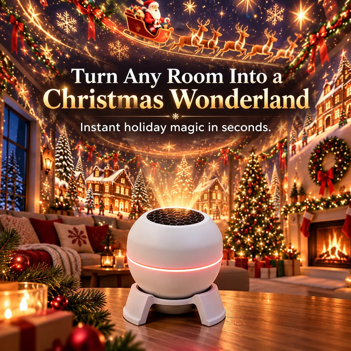 Christmas Projector – Moving Patterns, Compact Design, USB Powered — photo 4