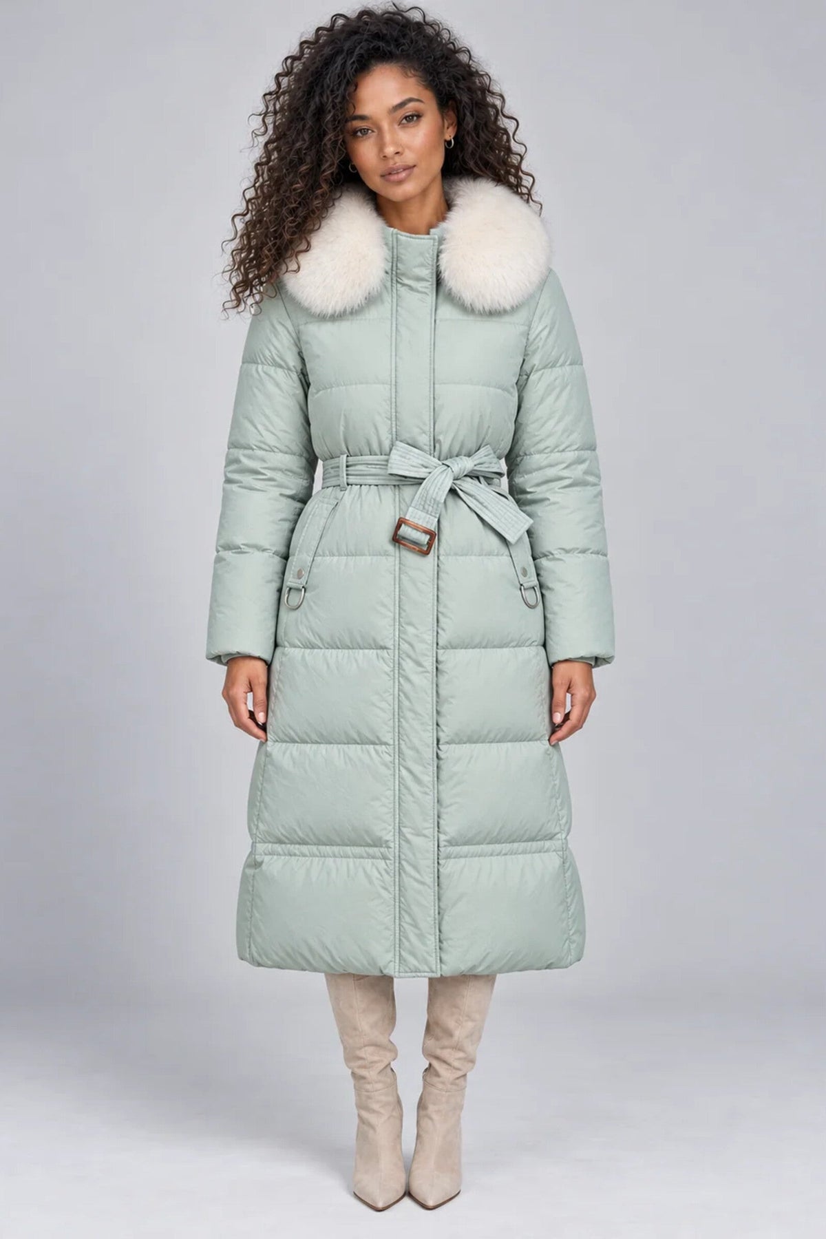 Hooded Puffer Coat with Faux Fur Collar for Women — photo 1
