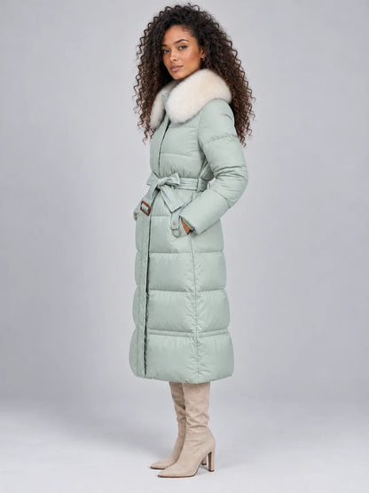 Hooded Puffer Coat with Faux Fur Collar for Women — photo 3