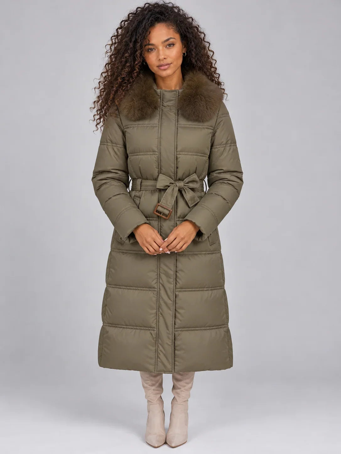Hooded Puffer Coat with Faux Fur Collar for Women — photo 4