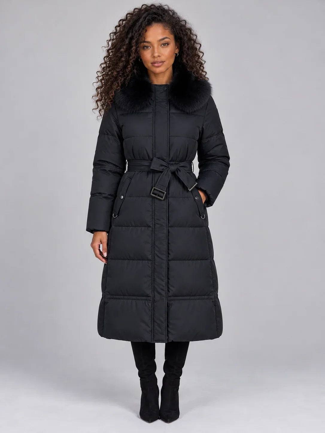 Hooded Puffer Coat with Faux Fur Collar for Women — photo 5