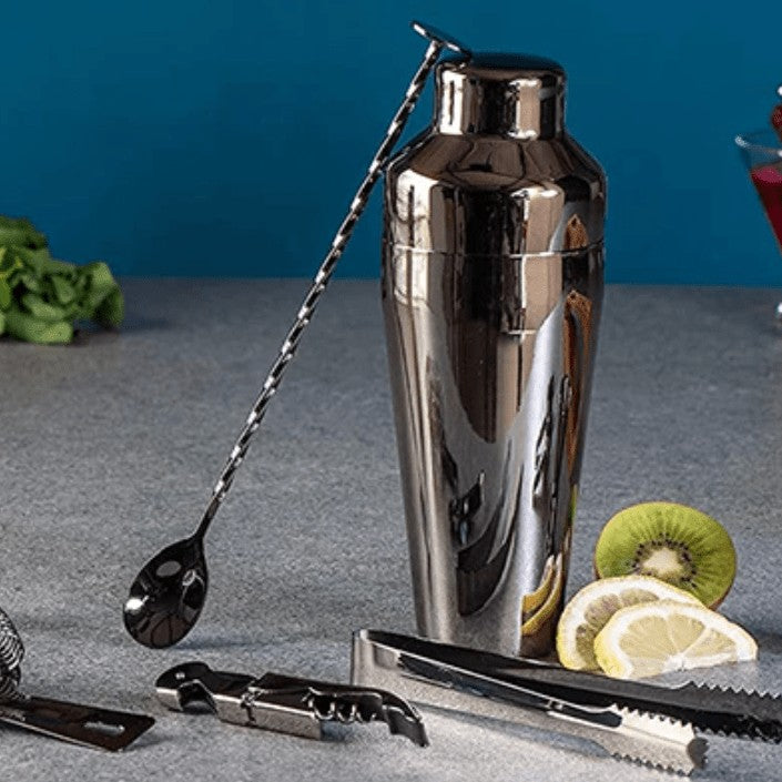 Cocktail Making Set – 10-piece stainless steel bar kit with wooden display stand — photo 5