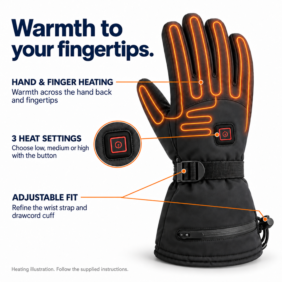Rechargeable Heated Gloves – 3 Heat Settings — photo 2