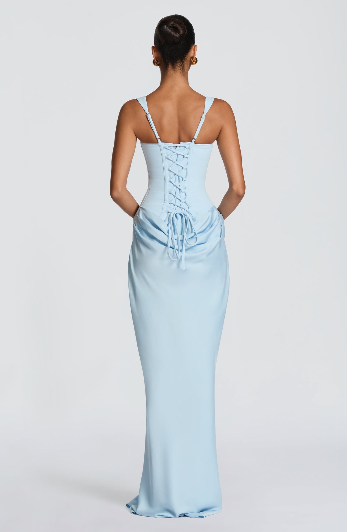 Square Neck Ruched Stretch Maxi Dress — photo 19
