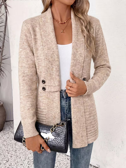 Women's Long Knit Cardigan with Flattering Fit and Shawl Collar — photo 3
