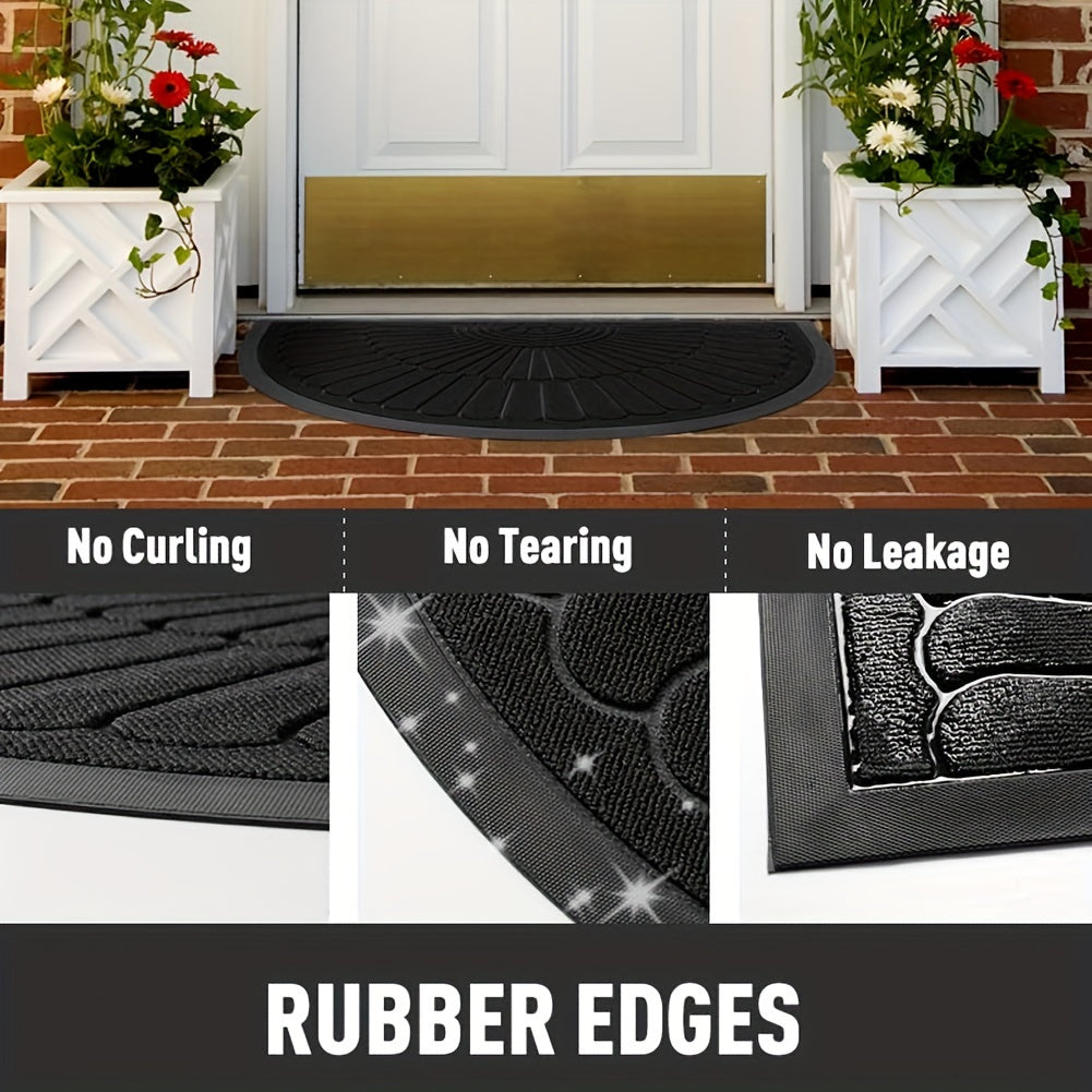Half Round Rubber Door Mat – Heavy Duty Outdoor & Indoor Doormat, 3 Colours, 17x30 or 24x35 in — photo 5
