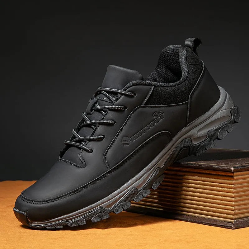 Men's Comfortable Genuine Leather Sneakers with Arch Support and Shock Absorption