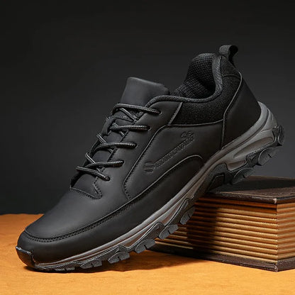 Men's Comfortable Genuine Leather Sneakers with Arch Support and Shock Absorption