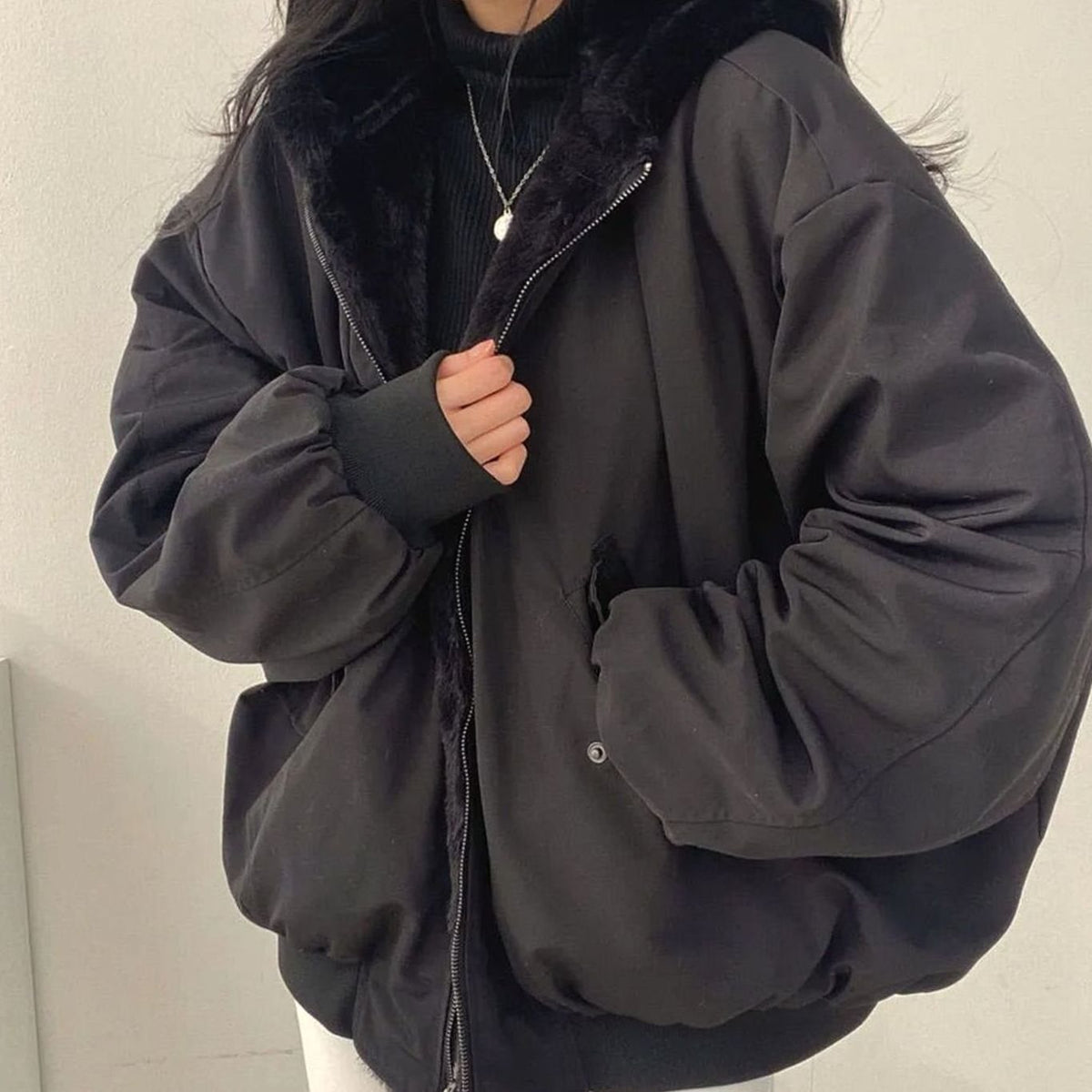 Nordspur | Hannah Women's Winter Jacket Warm Double-Layer Teddy Fleece Lining Oversized — photo 2