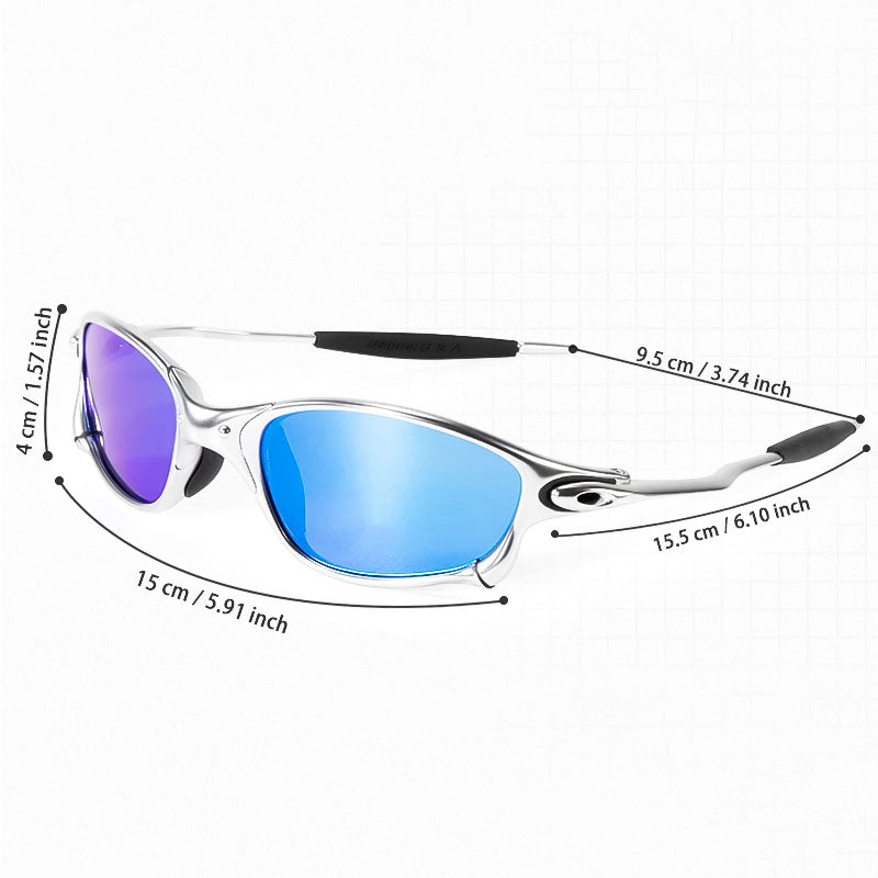 Polarised UV400 Square Sunglasses with Lightweight Metal Frame and Mirror Lenses for Riding — photo 4