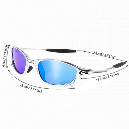 Polarised UV400 Square Sunglasses with Lightweight Metal Frame and Mirror Lenses for Riding — photo 4