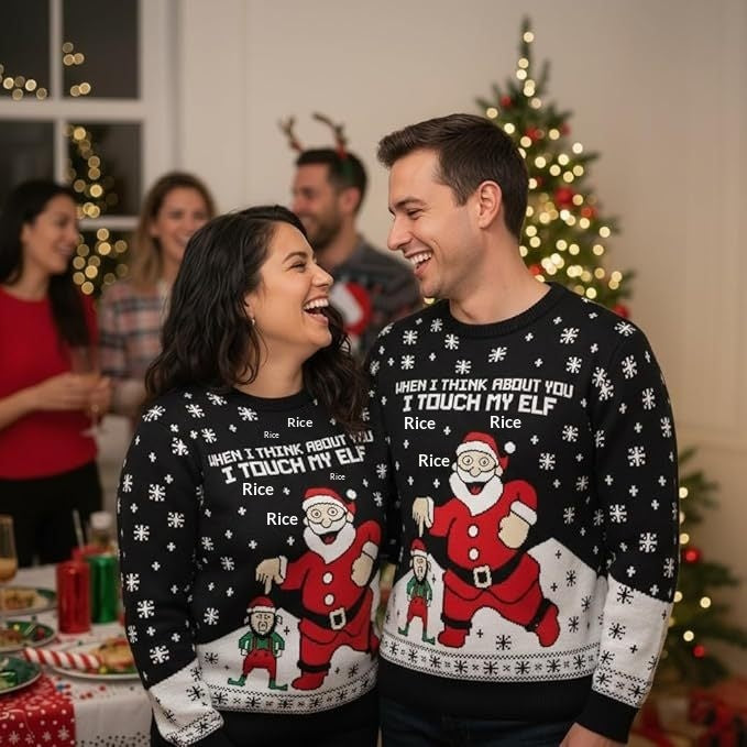 Unisex Christmas Sweater – Santa Claus Graphic Winter Jumper for Couples — photo 3