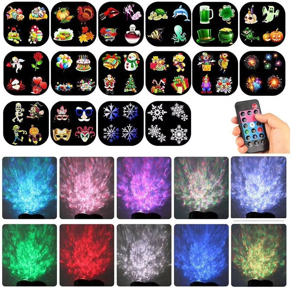 Christmas Projector Lights Outdoor with 16 Holiday Slides RGBW Wave Effects Remote Timer IP44 Cable — photo 5