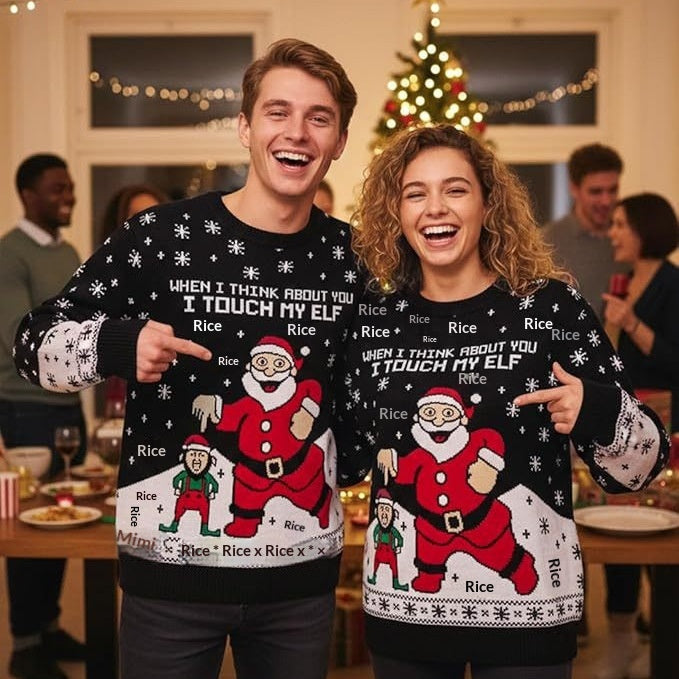 Unisex Christmas Sweater – Santa Claus Graphic Winter Jumper for Couples — photo 1