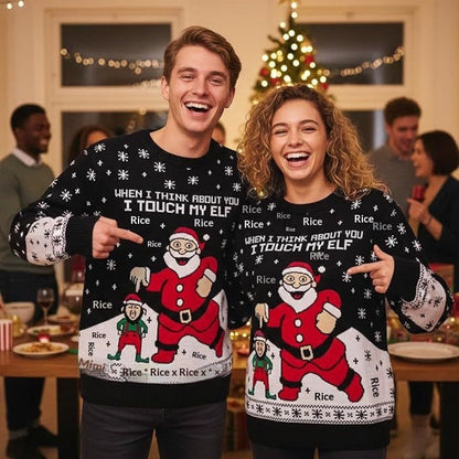 Unisex Christmas Sweater – Santa Claus Graphic Winter Jumper for Couples — photo 1