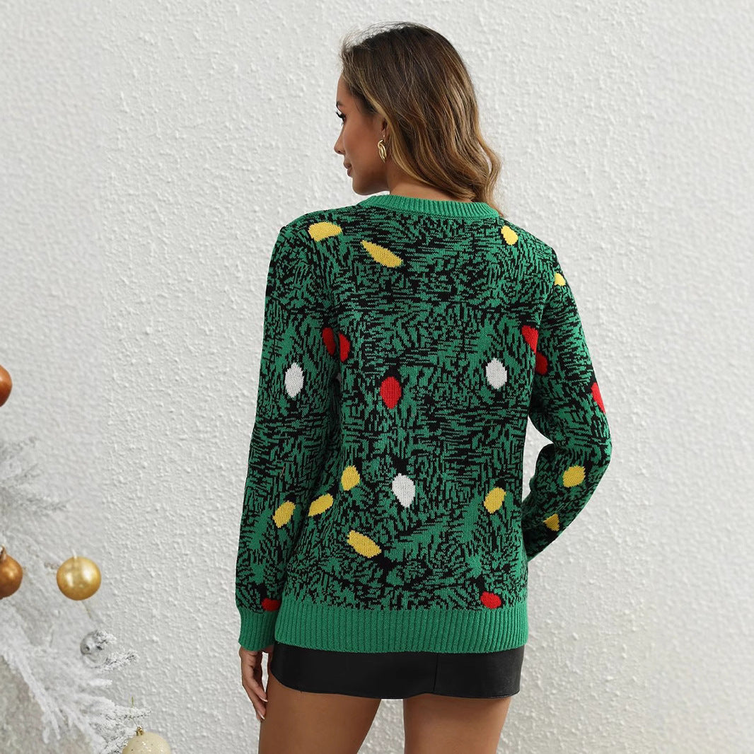 Women's Christmas Sweater – Green Jacquard Knit Pullover with Festive Ornaments — photo 6