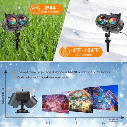 Christmas Projector Lights Outdoor with 16 Holiday Slides RGBW Wave Effects Remote Timer IP44 Cable — photo 10