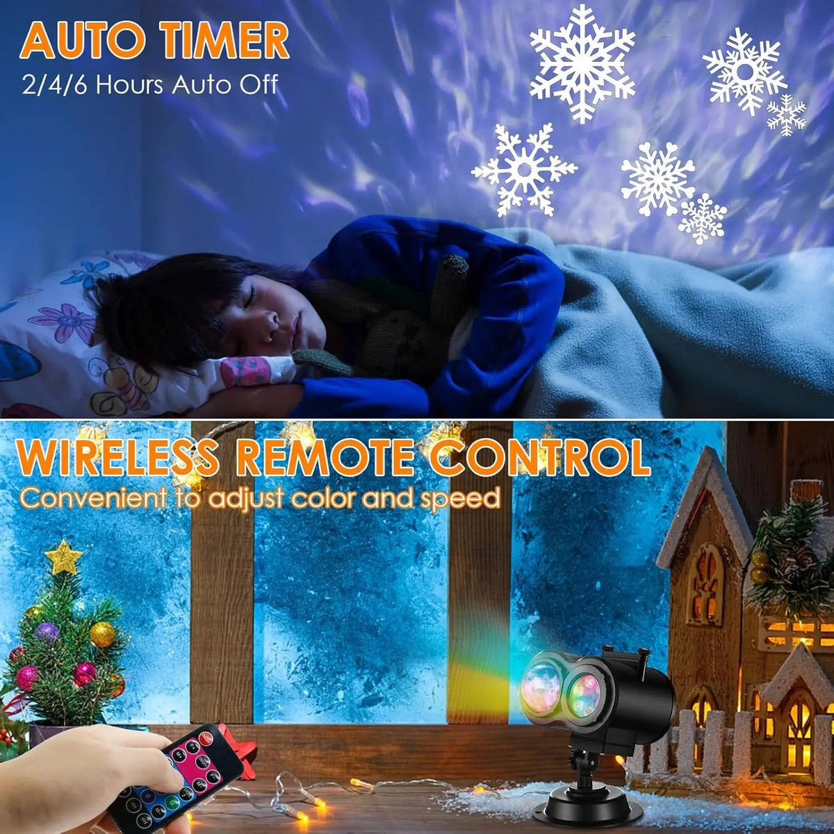 Christmas Projector Lights Outdoor with 16 Holiday Slides RGBW Wave Effects Remote Timer IP44 Cable — photo 9