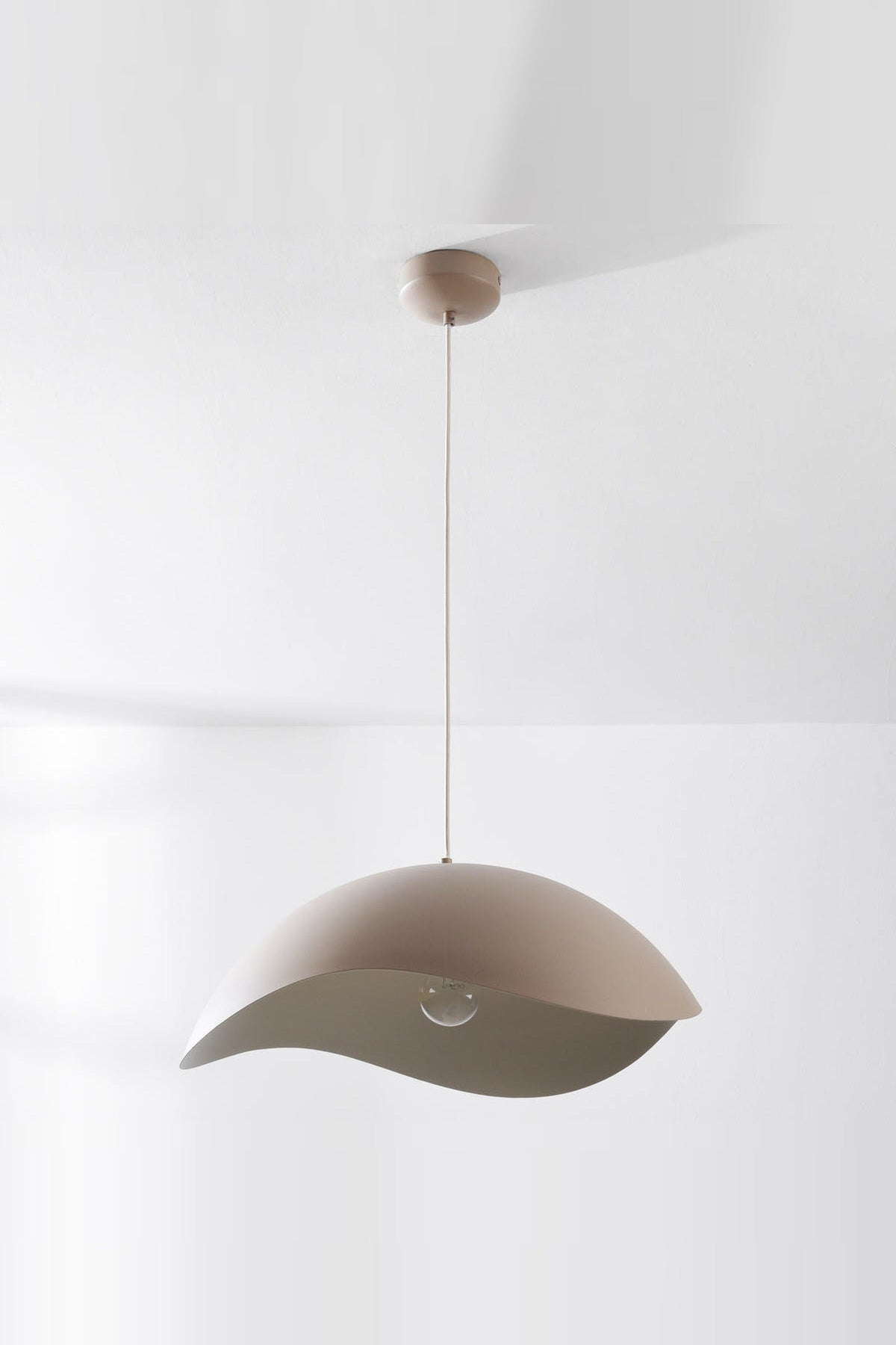 Wave Pendant Light – Organic Metal Shade, Sand Taupe, Adjustable Cord — photo 5