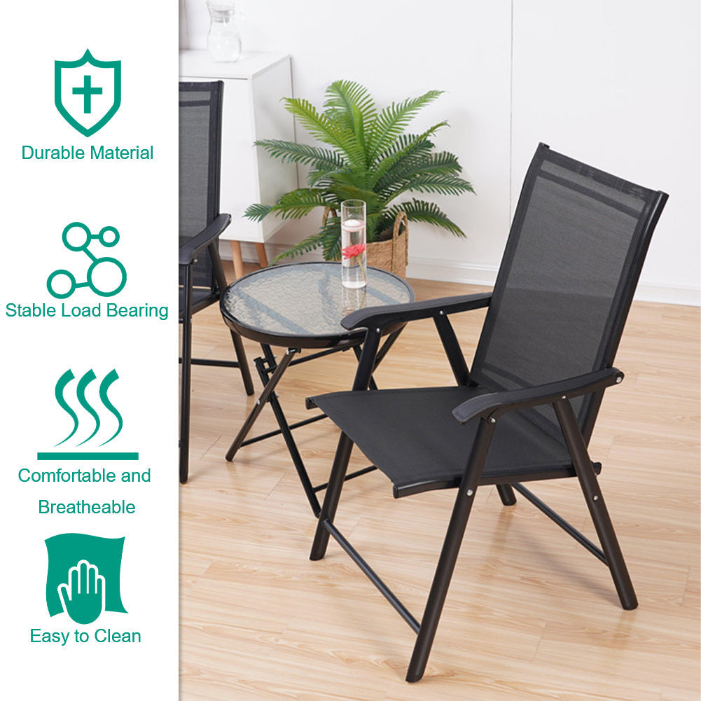 Metallic-Frame and Fabric Foldable Chairs Set of 2 — photo 6