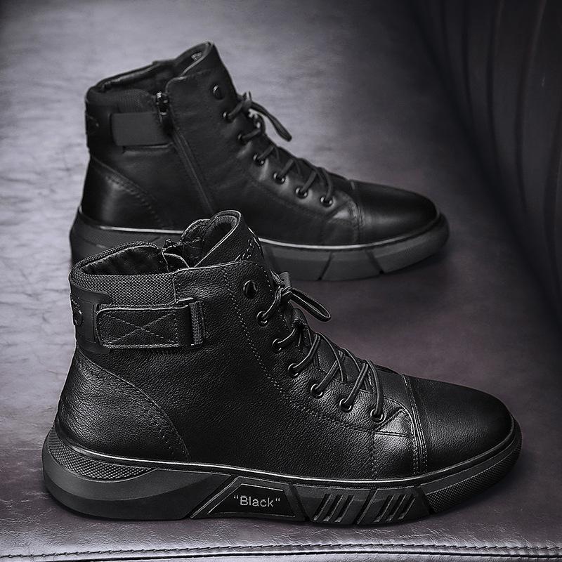 Black Casual Versatile Men's Leather Ankle Boots — photo 12