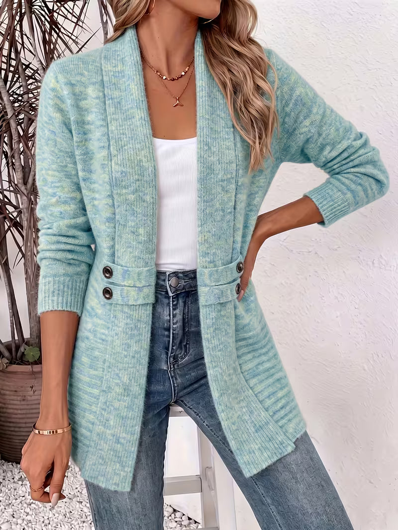 Women's Long Knit Cardigan with Flattering Fit and Shawl Collar — photo 5