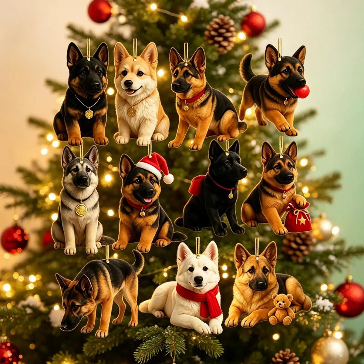 2026 Christmas German Shepherd Advent Calendar - 24 Pieces of 2D Flat Decorations — photo 4