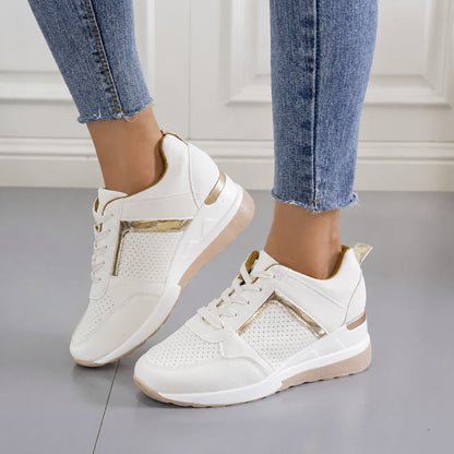 Elsie - Women's Orthopaedic Wedge Trainers with Metallic Panel — photo 2