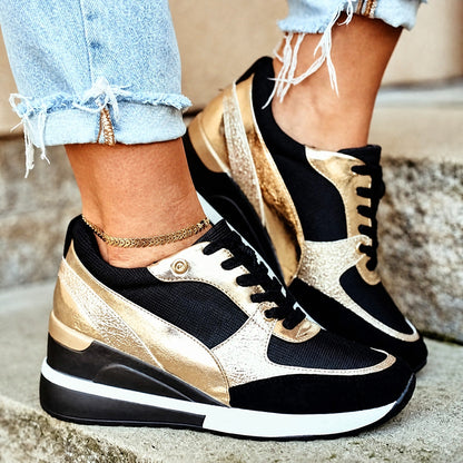 Elsie - Women's Orthopaedic Wedge Trainers with Metallic Panel — photo 8
