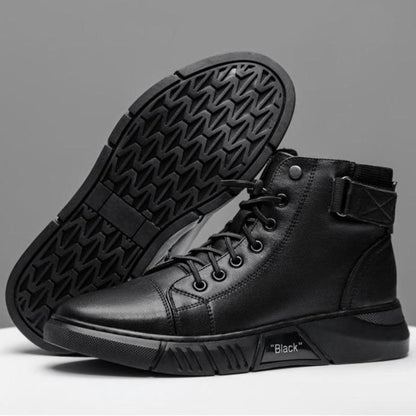 Black Casual Versatile Men's Leather Ankle Boots — photo 2
