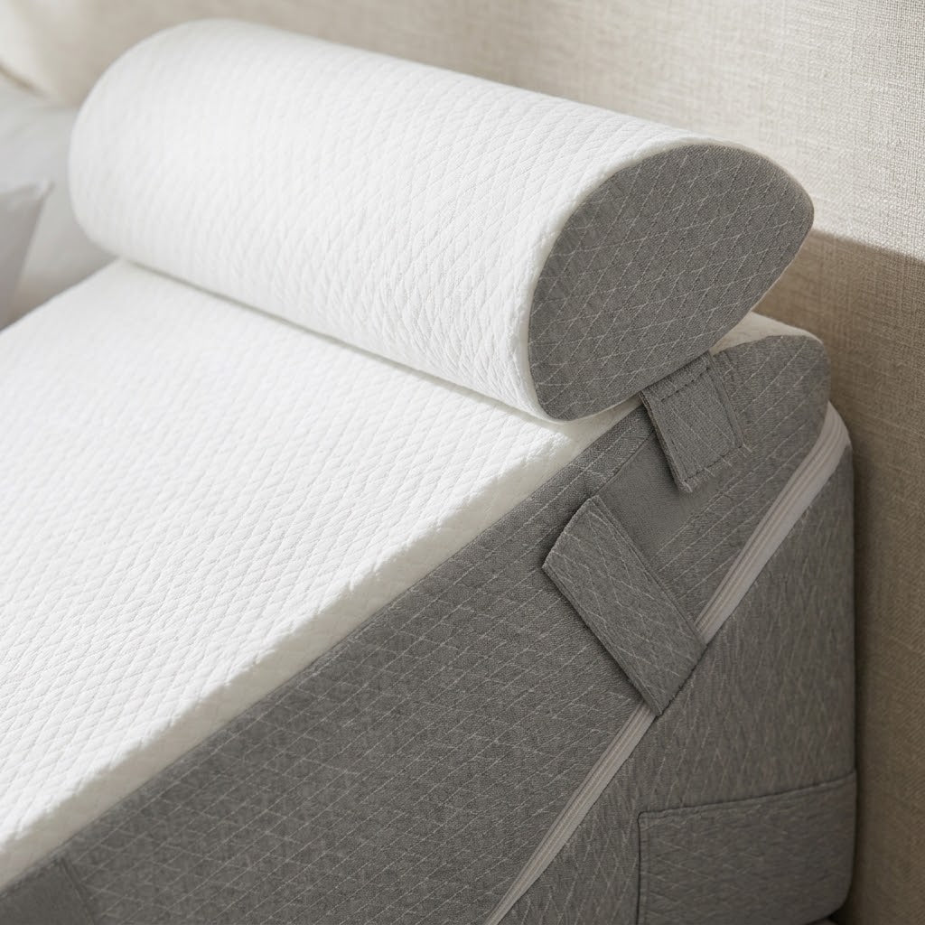 Adjustable Wedge Pillow with Neck Roll and Memory Foam, 56 × 56 cm — photo 5