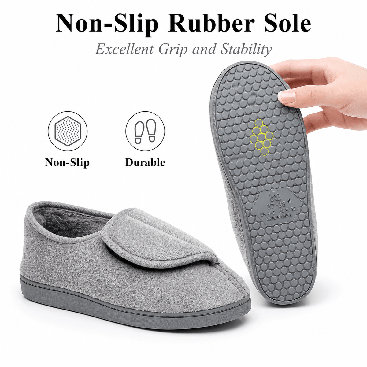 Unisex Orthopaedic Memory Foam Diabetic Slippers - Safe Home Comfort — photo 3