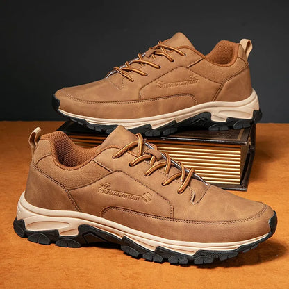 Men's Comfortable Genuine Leather Sneakers with Arch Support and Shock Absorption